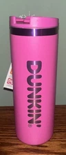 2025 DUNKIN Ion Stainless Sipper Tumbler Cup PINK 18oz New Summer Of “25”