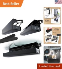 Durable Black Cable Management Trays - Easy Install Under Desk Solution, 2 Pack