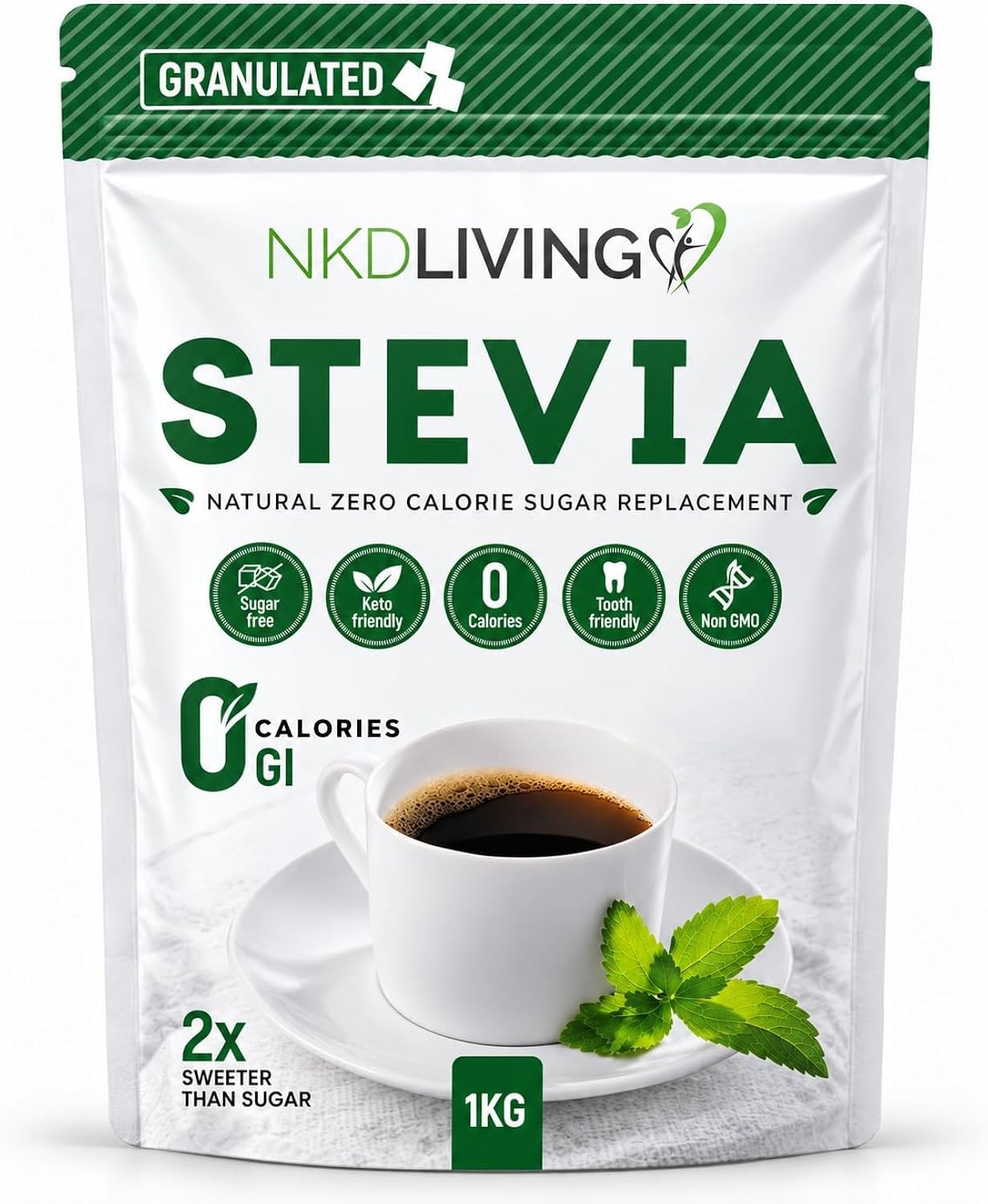 NKD Living Stevia Sweetener Granules 1kg – Natural Plant-Based Sweetener – Zero… - Image 7