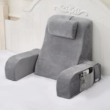 Reading Back Pillows With Arms Support For Sitting In Bed Adult Sit Up Rest Gray