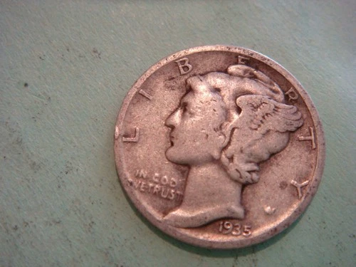 1935 D Mercury Dime Fine album filling cond,  actual coin in photo