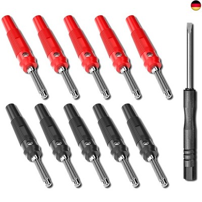 Cleqee 4mm Hochstrom Bananenstecker Stapelbar 32A Schraube Typ Lötfrei 