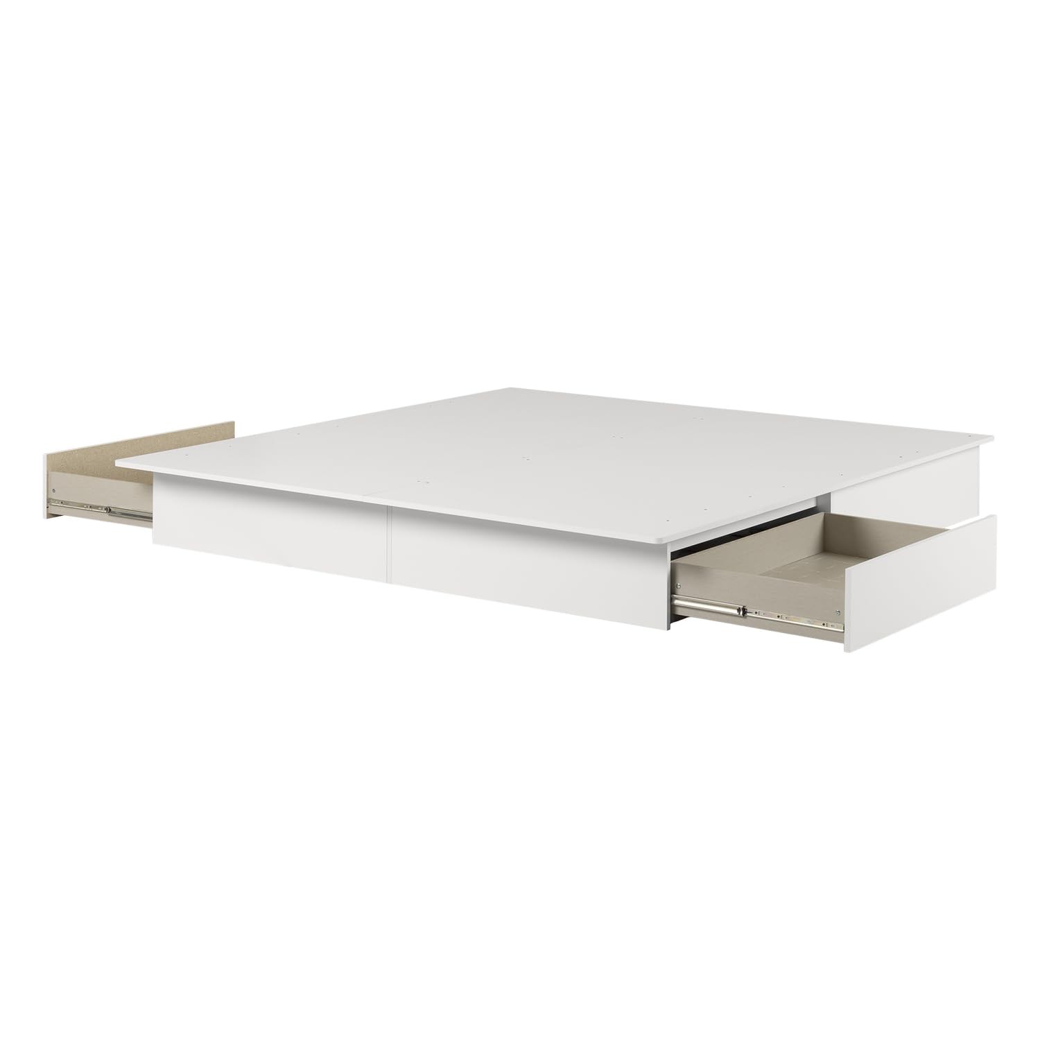 South Shore Step One King Platform Bed with Drawers in Pure 
