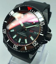 Black PVD Samurai Seiko Bloodmoon NH36 Automatic Divers Watch Red Sapphire  