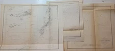 Three B&W 1854 US Coast Survey charts maps Florida Reefs Turtle Harbor Coffin's
