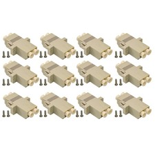 12 Pack Beige Duplex LC To LC Fiber Optic Adapters Couplers Multimode Screws