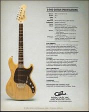 G&L S-500 Leo Fender designed guitar 1982 advertisement with specs 8x11 ad print