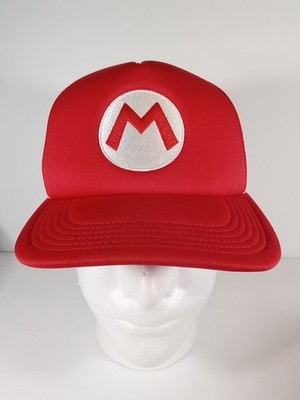 Super Mario Trucker Hat Red M Logo Nintendo Snapback Mesh Cap One Size