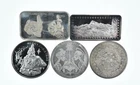 Lot 5 VINTAGE 1 Oz Silver Bars/Rounds Art Bars Collection Poured .999 *582