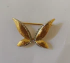 Vintage Panetta Butterfly Brooch Pin Gold Tone Rhinestone Costume Jewelry Women