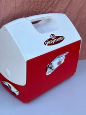 Vintage Igloo Playmate Ice Cooler Chest 16 qt Can Red & White Opens Both Ways