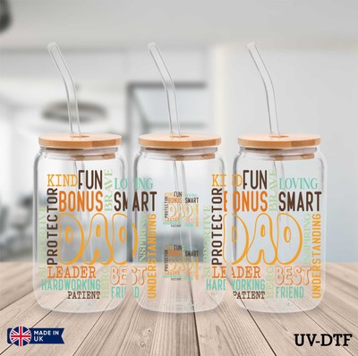 Vatertag UV DTF Aufkleber - 16oz Libbey Dose Glasfolie zp848