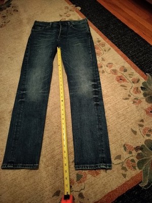 H&M Slim Fit Denim Jeans Blue Straight Leg Medium Wash 5-Pocket Button Zip