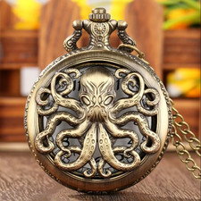 Watch Pocket To Quartz Octopus Bronze, New Style, With Necklace, Chain