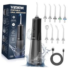 Water Flosser, Cordless Water Dental Flosser, 9 Jet Tips 5 Modes 300ML Black