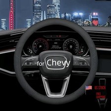 Yangday Leather Steering Wheel Cover for Chevy Silverado 1500 2500 3500, Black