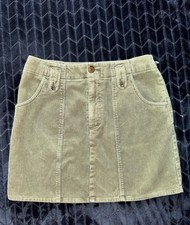 Y2K Abercrombie Micro Mini Corduroy Skirt Low Rise 90s Skate grunge Green Sz S