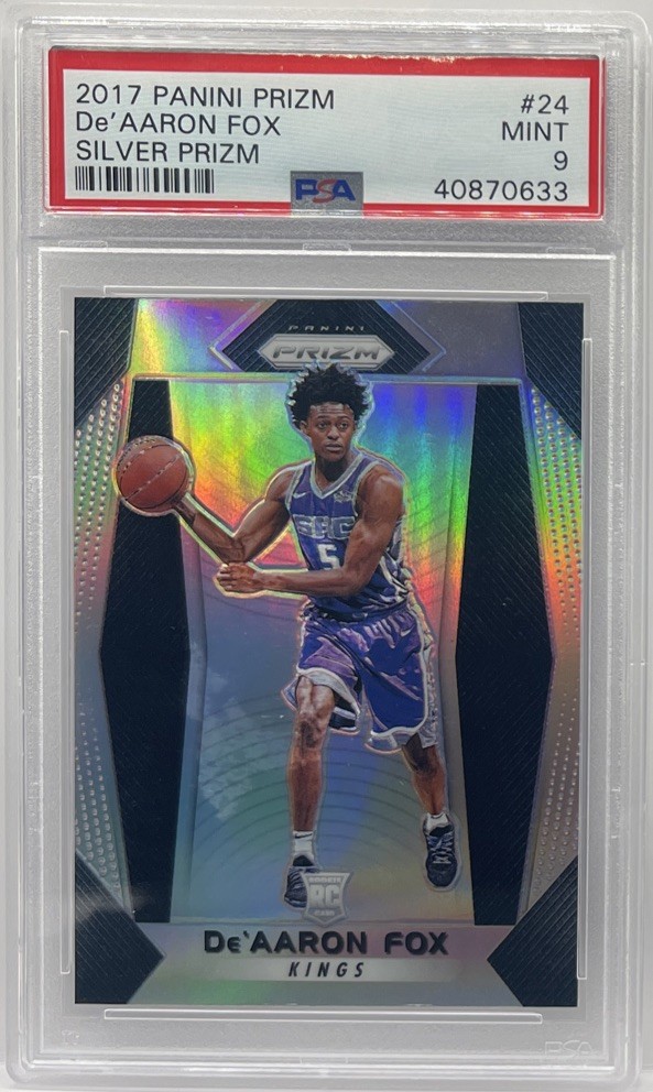 2017-18 Prizm De Aaron Fox Prizm Silver Rookie RC #24 Kings PSA 9 MINT Spurs SP