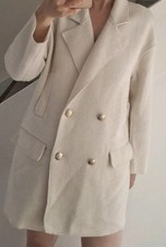 Zara Damen Mantel Beige doppelreihig Knopfver...