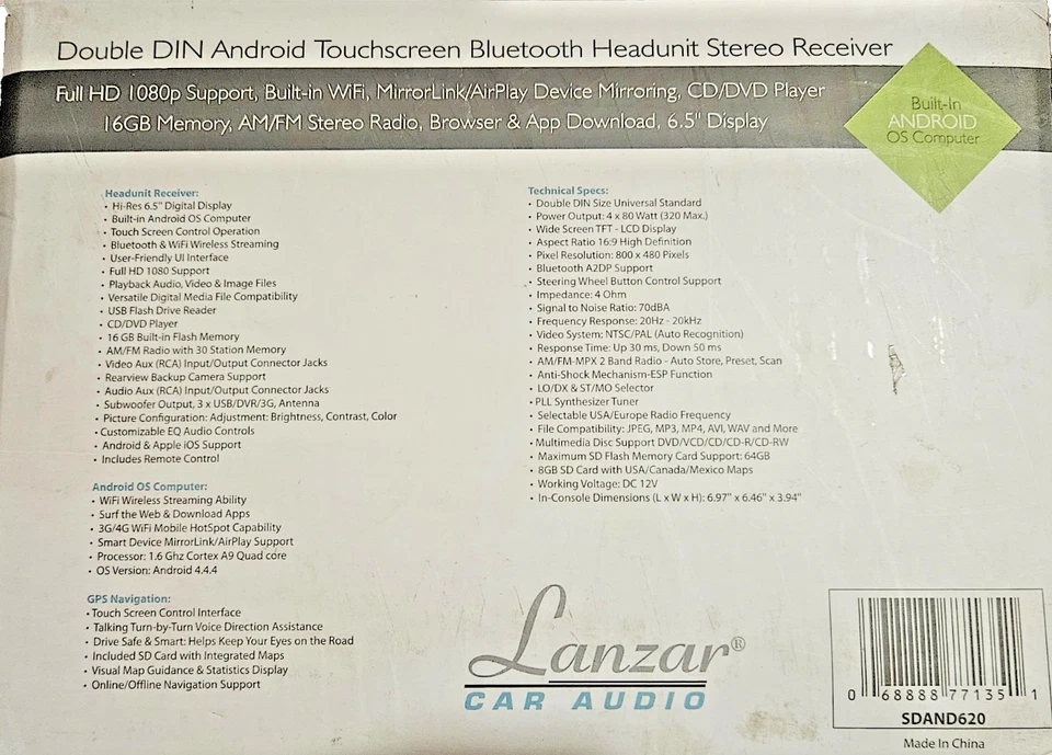 PYLE SDAND620 - Premium Lanzar Android 6.5" Double Din Bluetooth Widescreen Car  - Image 4 of 4