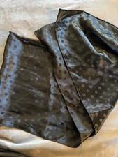 Semi Sheer Black Polka dot Polyester scarf VTG 52x10 Silky Feel