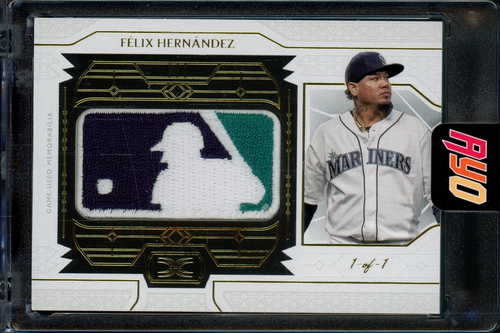 2024 Topps Definitive Felix Hernandez Game-Worn Logoman MLB Logo 1/1 - Mariners