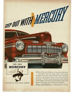 1946 Mercury Eight Red Sedan Step Out With Mercury Vintage Print Ad