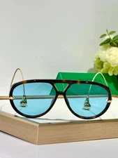 Bottega Veneta BV1273S Unisex Women's Sunglasses Havana Frame Blue Lens