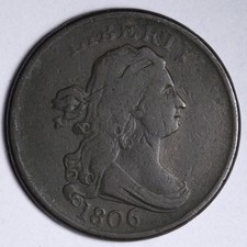 1806 SMALL 6 Draped Bust Half Cent VF+ E101 TGRCKQ