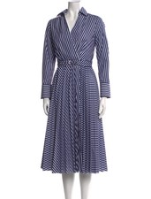 Carolina Herrera Womens Blue Striped Hand Pleated Shirt Dress, Size 10  £1011.