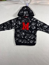 Disney Mickey Mouse Kids Hoodie 7-8 Years Black Red Graphic Print Made In China