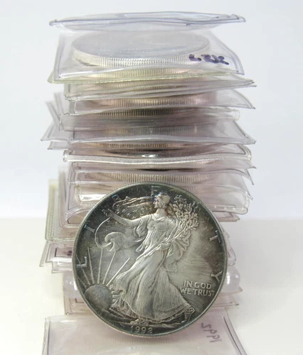 Lot 20 US Mint American Eagle 99.9% Silver Dollar Coins Rainbow BU Better Years!