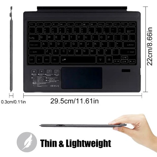 Wireless Keyboard Backlit Type Cover Magnetic for Microsoft Surface Pro 7/6/5/4 - Picture 20 of 24