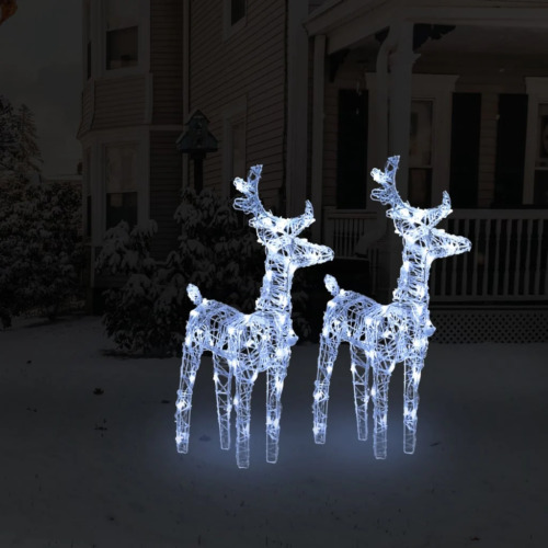 NNEVL Christmas Reindeers 2 pcs Cold White 80 LEDs Acrylic
