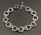 Michael Dawkins Sterling Granulation Horse Snaffle Link Bracelet 26.4g 7.5 in
