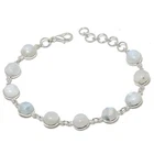 Rainbow Moonstone Gemstone 925 Sterling Silver Handmade Jewelry Bracelet Sz 7-8"