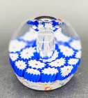 Millefiori Art Glass Paper Weight Bright Blue and White Flowers — photo 1