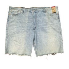 Levi's 469 Loose Fit Mens Denim Shorts Big Tall 52 Light Wash Jean Raw Hem NEW