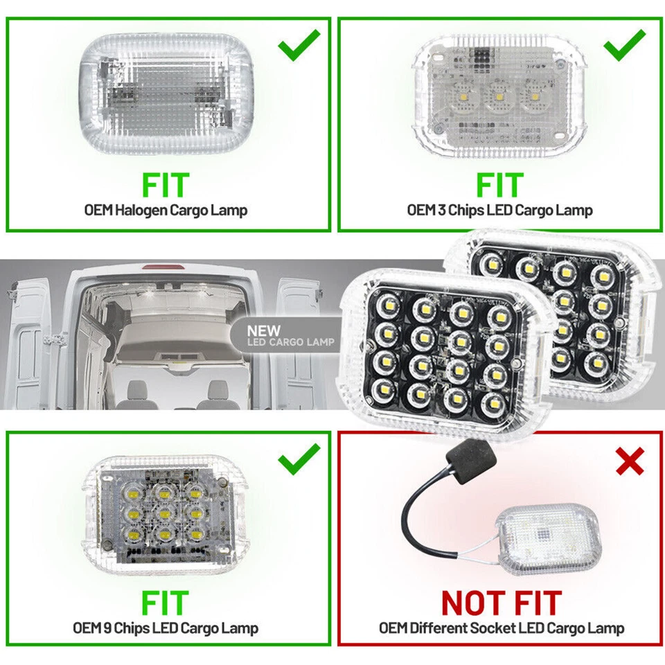 LED Interior Load Space Area Dome Light w/ Heat Sink For Ford Transit MK8 Custom - Image 3 of 4