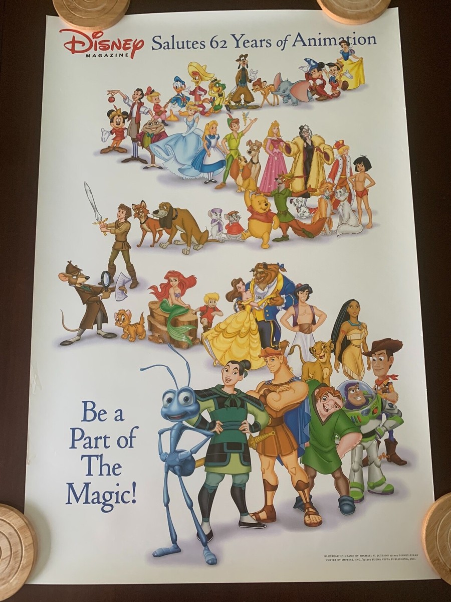 Disney Magazine Salutes 62 Years of Animation Poster 20x30