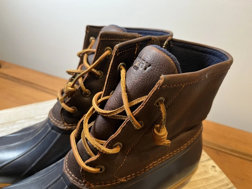 Botas de pato Sperry Top Sider para mujer talla 11 M impermeables de cuero con cremallera F17-61803 Foto 4 de 4