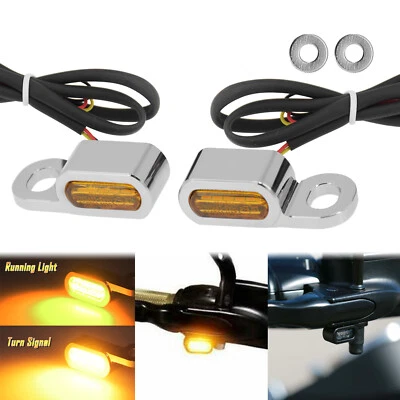 Chrome Mini clignotant embrayage de frein Indicateur Pour Harley Touring 14-21 - Photo 1/4
