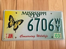 Mississippi Conserving Wildlife Butterfly License Plate