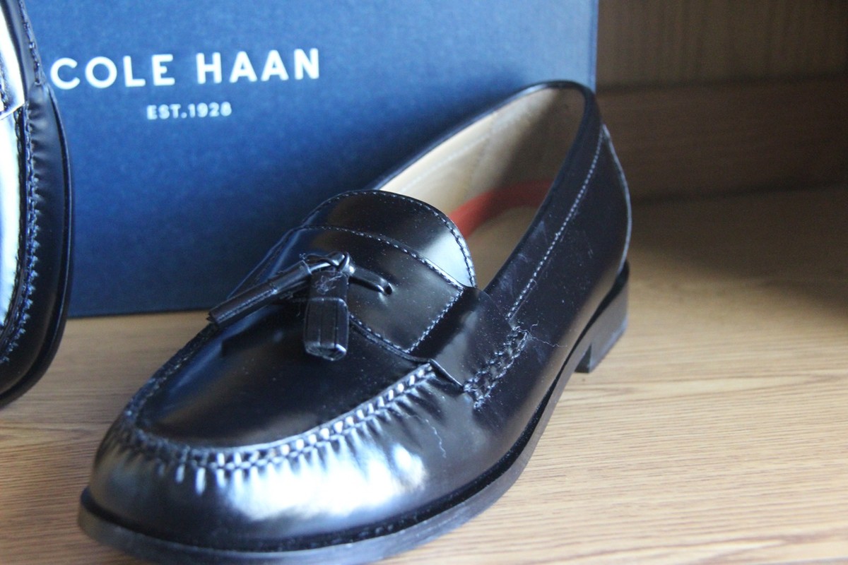 Cole Haan Black Leather Tassel Penny Loafers Mens Cole Haan Pinch Tassel Penny Loafer - Black Leather  main image 3