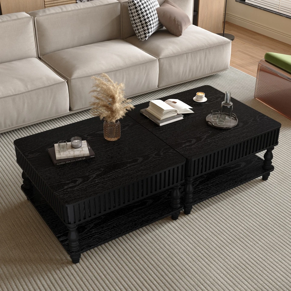 Modern Square Hydraulic Lift-Top Coffee Table w/Hidden Storage for Living Room - Image 4 of 4