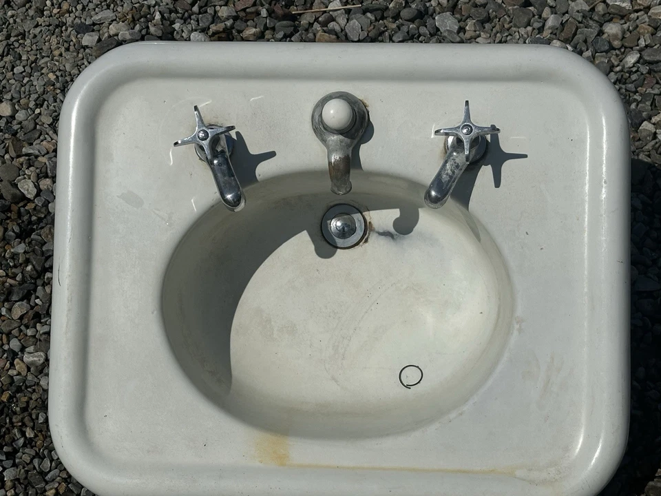 Antiguo fregadero de pedestal de hierro fundido vintage - Art Deco estándar años 1890-1920 Foto 3 de 4