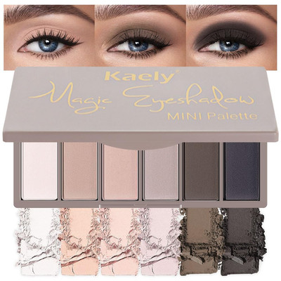 6 Colors Mini Nude Brown Eye Shadow Palette Makeup for Older Women, Neutral Matt
