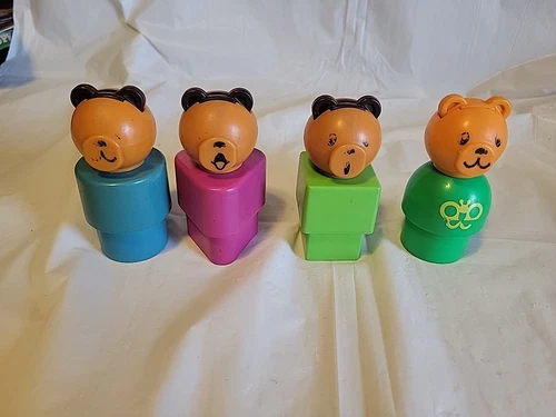 Fisher Price Little People Chunky Figures Shape Sorter Vintage 1984 Teddy Bear