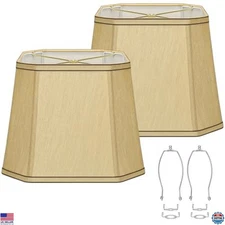 Stylish Rectangle Cut Corner Lamp Shades Set of 2, 10.5"x10"x13", Modern Gold
