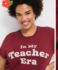 Lane Bryant Glitter Maroon In My Teacher Era Graphic Tee Sz 18/20 NWT